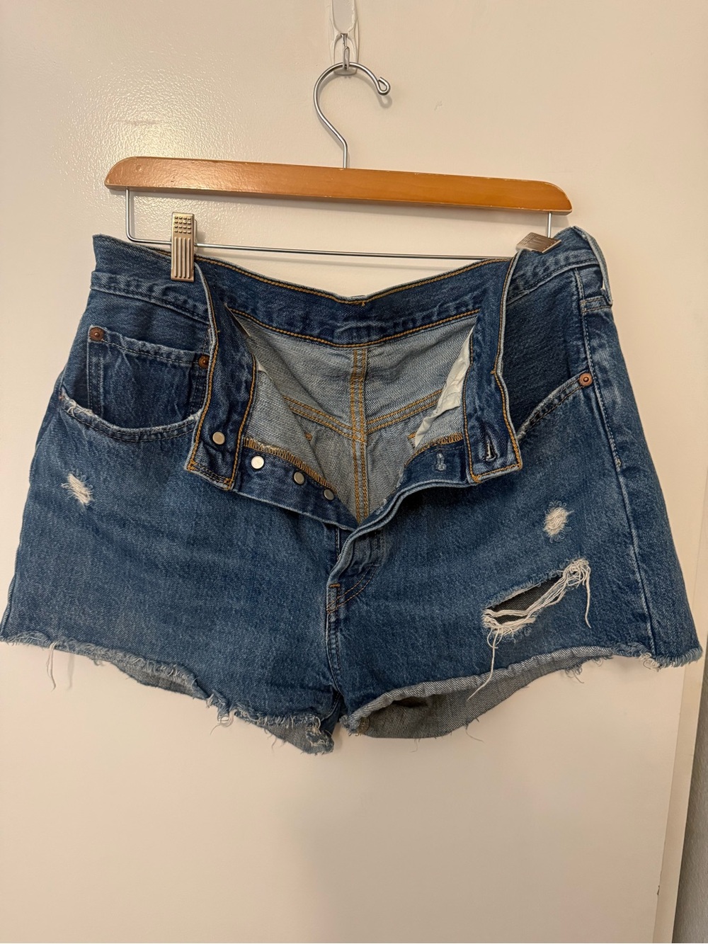 Levi's 501’s Distressed Mid-Blue Denim Cutoff Shorts